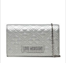 LOVE MOSCHINO CROSSBODY BAG BORSA QUILTED PU ARGENTO