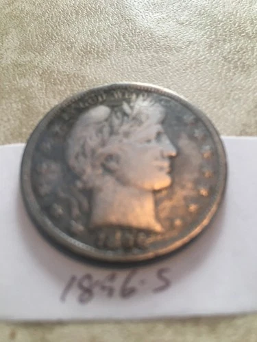 1896-S Barber Half Dollar 50c Silver vg - fine
