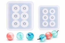2pcs Sphere Ball Silicone Bead Molds with Holes Round Resin Epoxy Mold for Je...