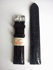 1 CINTURINO PELLE DI COCCODRILLO VERO IMBOTTITO NUOVO  20 / 18 mm. MARRONE SCURO