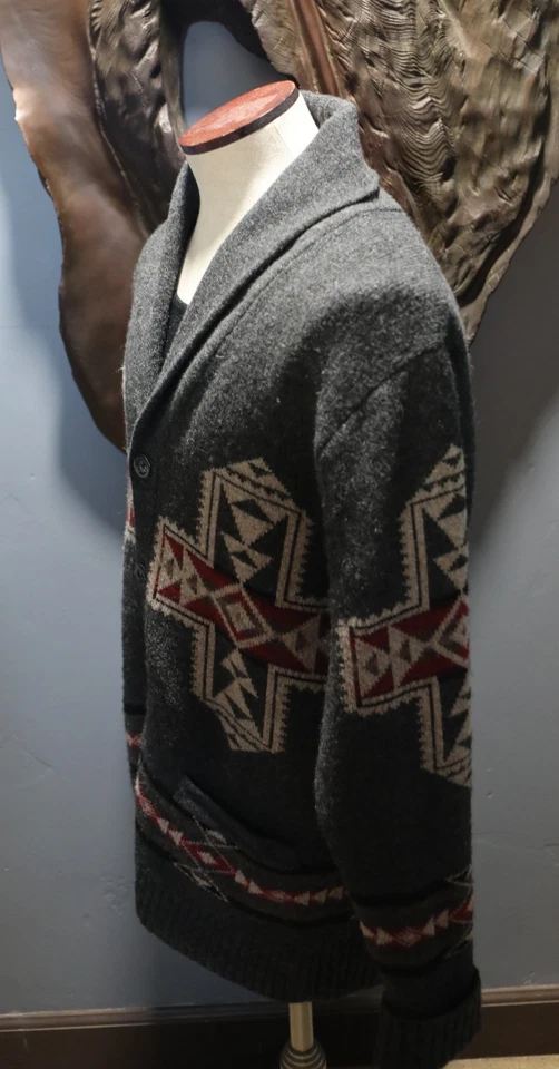 Vintage CrossRoads Pendleton Cardigan Men M Gray Red Crosses / gorgeous design - Image 4 of 4