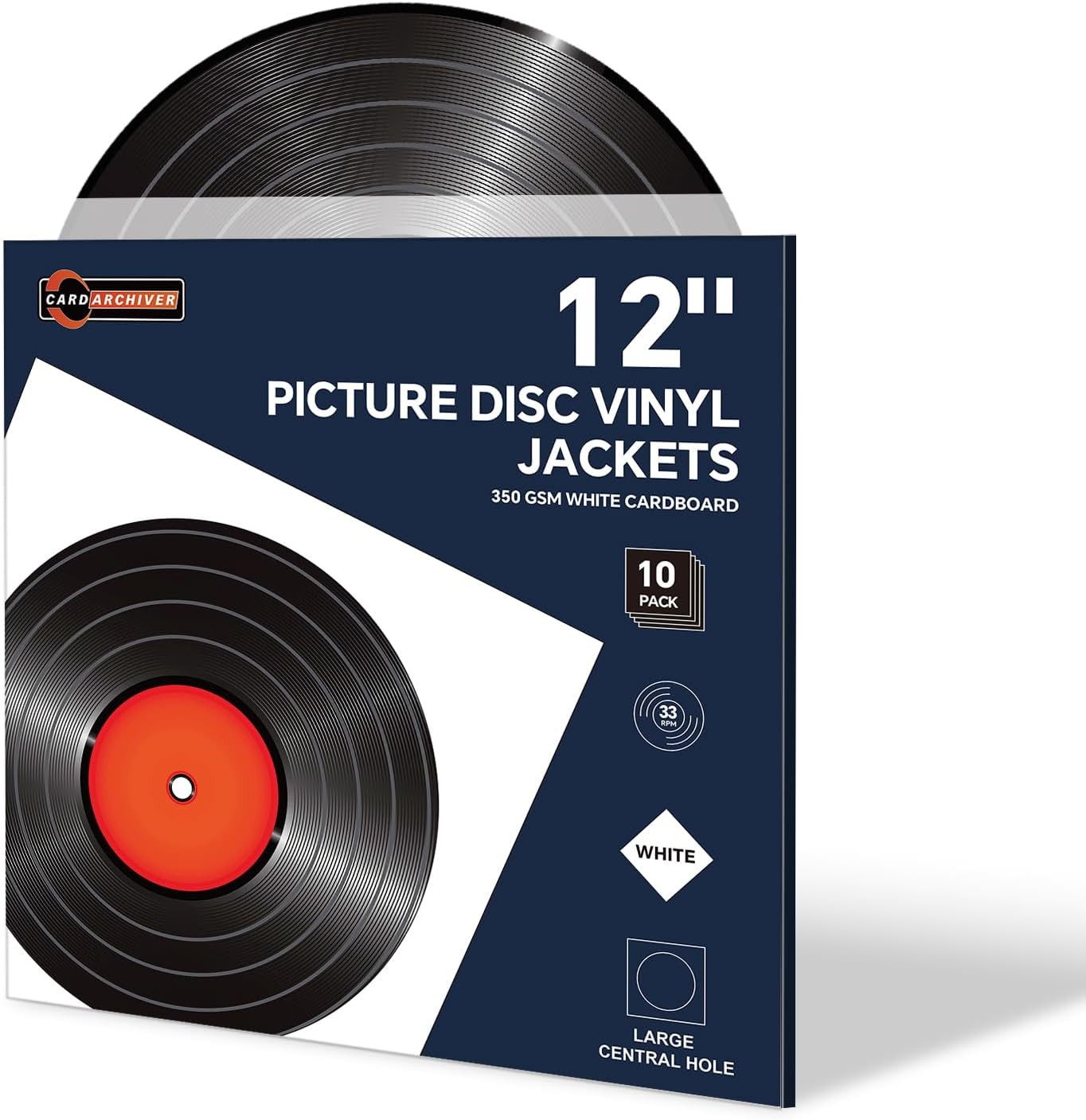 10PCS 12-Inch Picture Disc Vinyl Jackets, 350Gsm White Cardboard Jacket