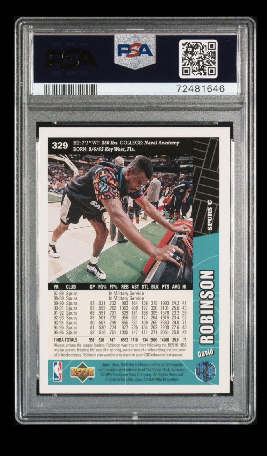 1996 POP 5⭐️DAVID ROBINSON🏀SKYBOX ⭐️COLLECTORS CHOICE VINTAGE⭐️SPURS⭐️PSA 10 view 2