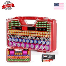 Battery Organizer Storage Holder Box Case with Tester - 285 Batteries Double-...