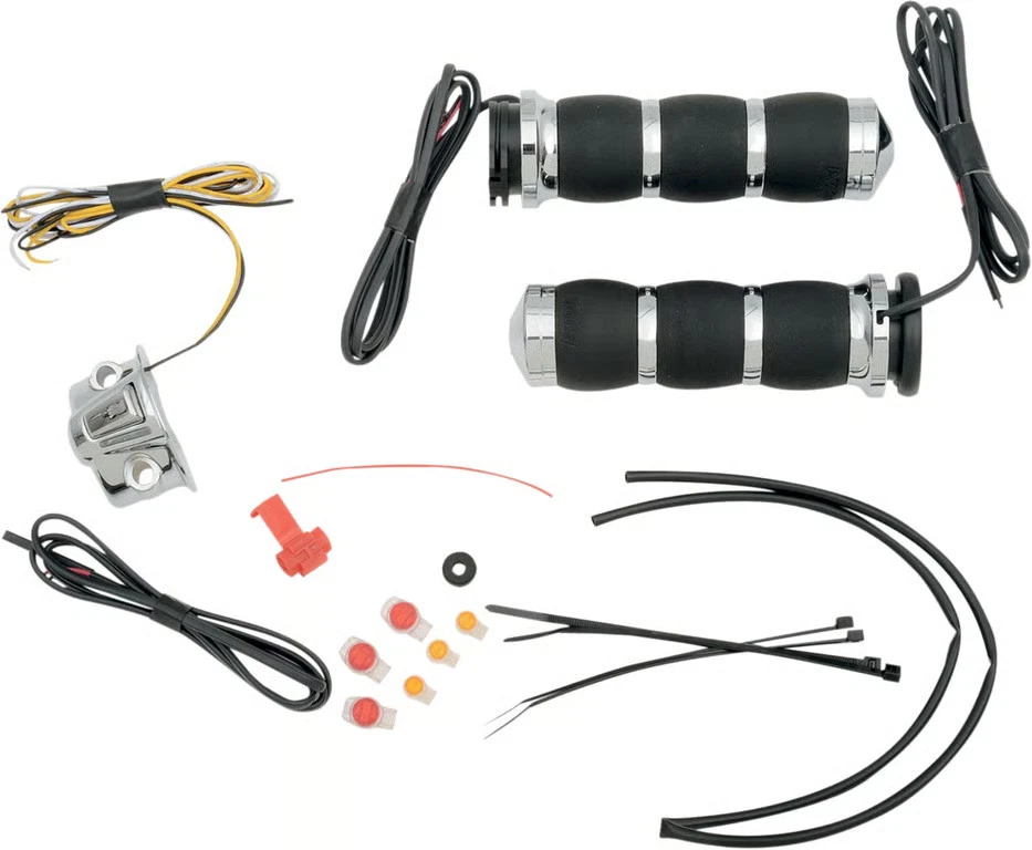 Avon Velvet Air Cushioned Heated Grips - Chrome Motorcycle Street Bike AIR-93-HT - Image 2 of 4