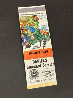 Vintage Indiana Matchbook  Daniels Standard Oil Service Station  Ligonier