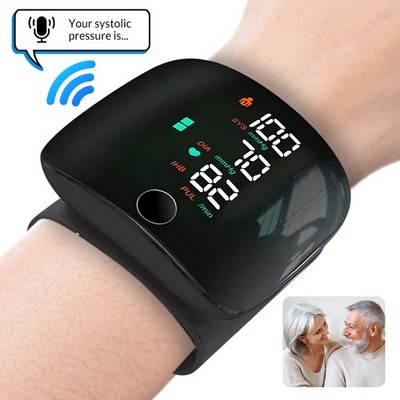 Rechargeable Wrist Blood Pressure Monitor LED Heart Rate Monitor Voice Broadcast