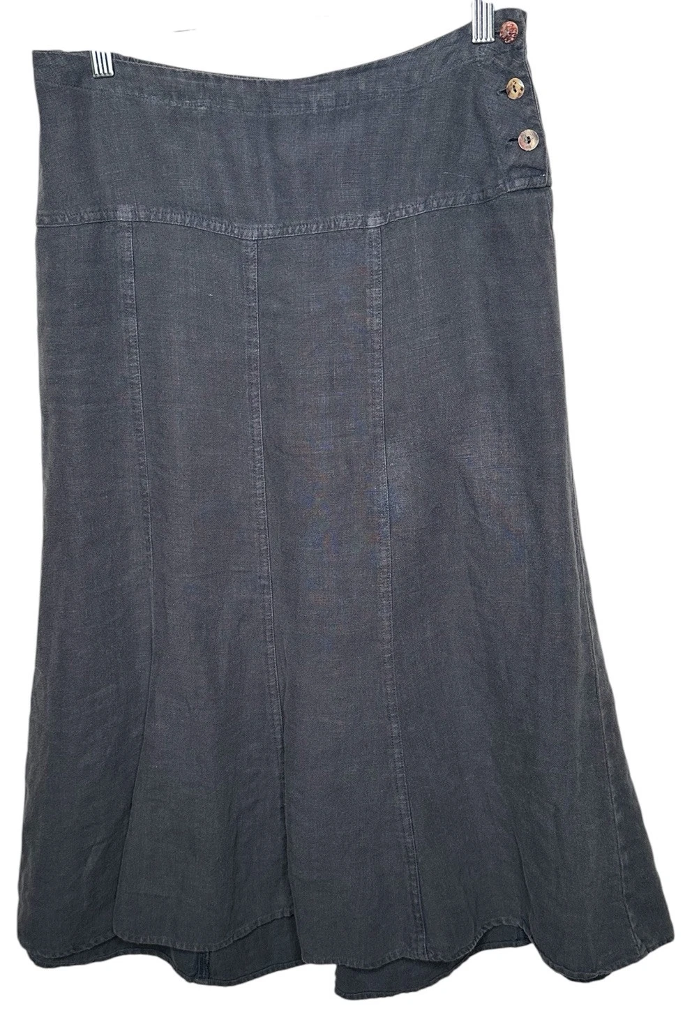 Cut Loose Linen Skirt Size S DustyBlue Midi Flare Flat Front Lagenlook Bohemian