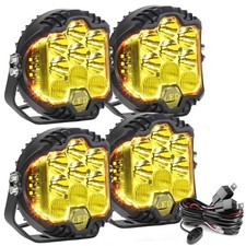 LIGBT 4PCS 5 Inch Yellow Round Side Shooter Offroad Fog Lights Amber DRL 90W ...