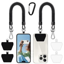 Phone Lanyard Tether with 4 Patch, Cell Phone Lanyard with 2 Phone Tether, 4...