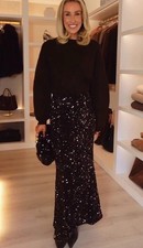 ZARA FW25 NEW WOMAN MID RISE LONG SEQUIN SKIRT BROWN S,M,L 1223/477/700 NWT