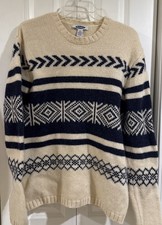 Lambswool Fair Isle Crewneck Sweater Brushed Yarn Wool Size Med