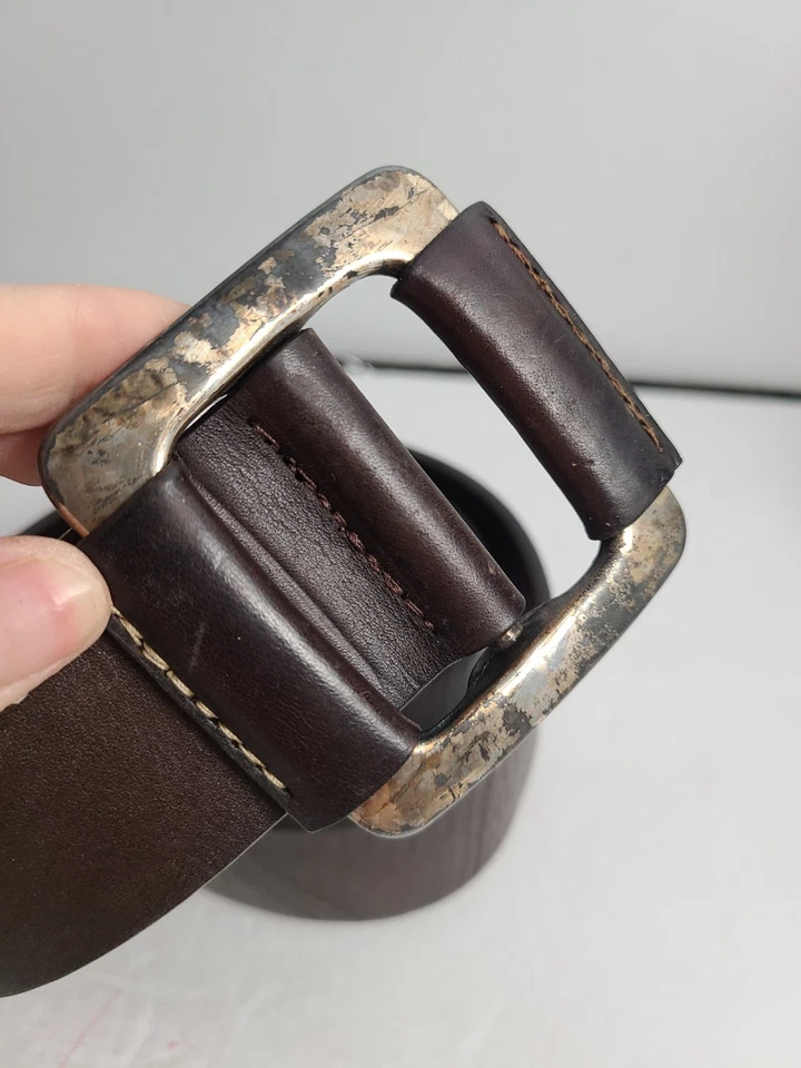 Cinto Isaiah Kincaid HEAVY metal prata fivela 1990 estilo steampunk couro grosso - Imagem 2 de 4