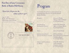 #1564 First Day Ceremony Program 10c Bunker Hill Stamp