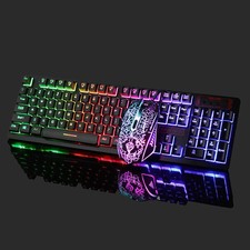 RGB Gaming Keyboard and Mouse Combo Wired USB LED Backlit for PC PS4 Xbox