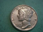 1938 S  Mercury Dime, Fine+ to XF- cond - album filler , actual coin in photo