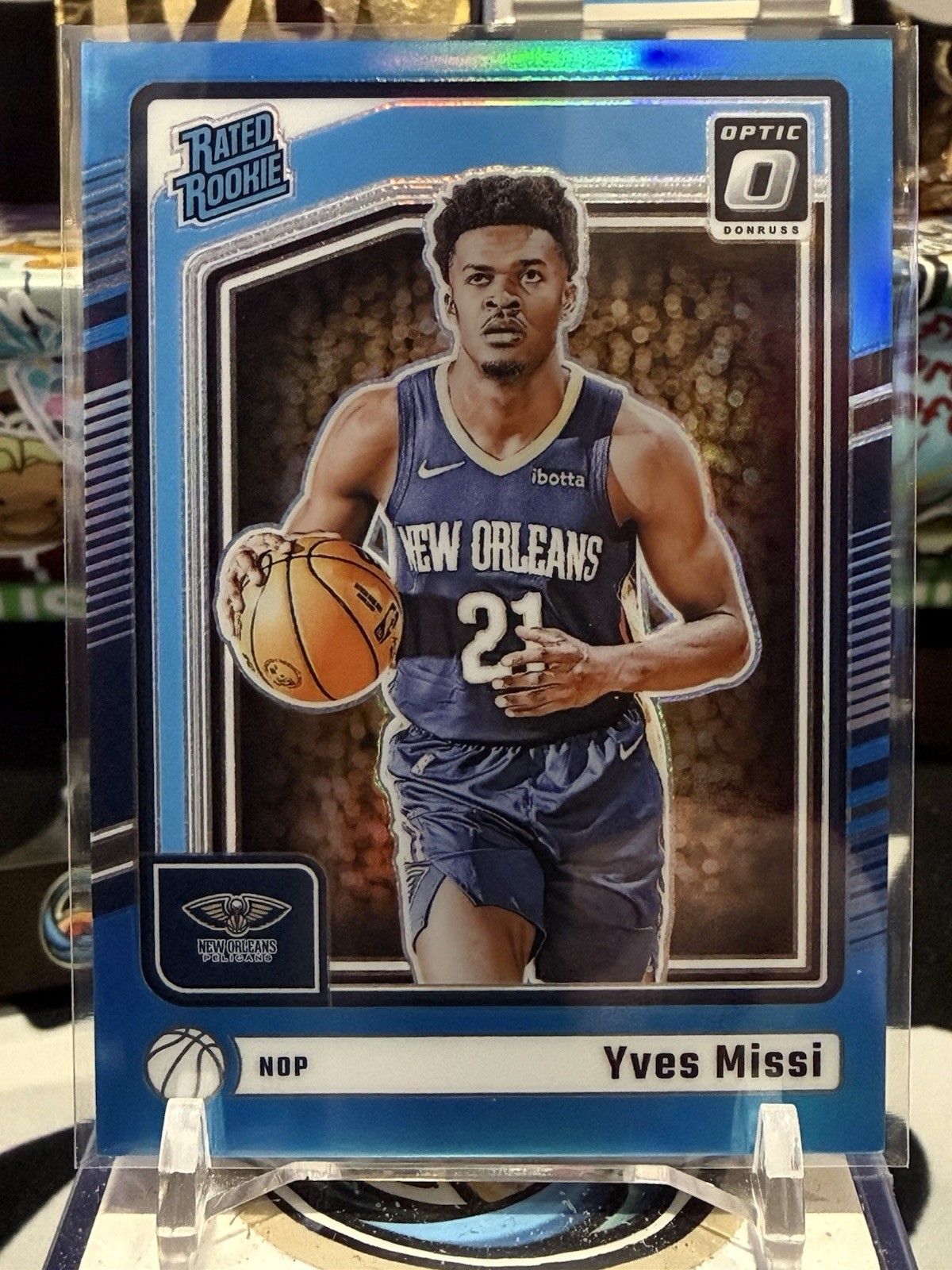 2024-25 Panini Donruss Optic Yves Missi #265 Aqua Rated Rookie /225 PELICANS TZ