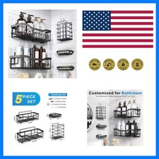 Adhesive Shower Caddy, 5 Pack Rustproof Stainless Steel Bath Organizers With ...