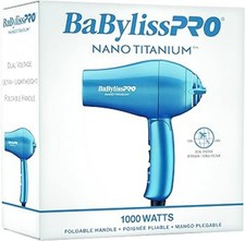 BaBylissPRO, Nano Titanium Blue Foldable Handle Travel Hair Dryer