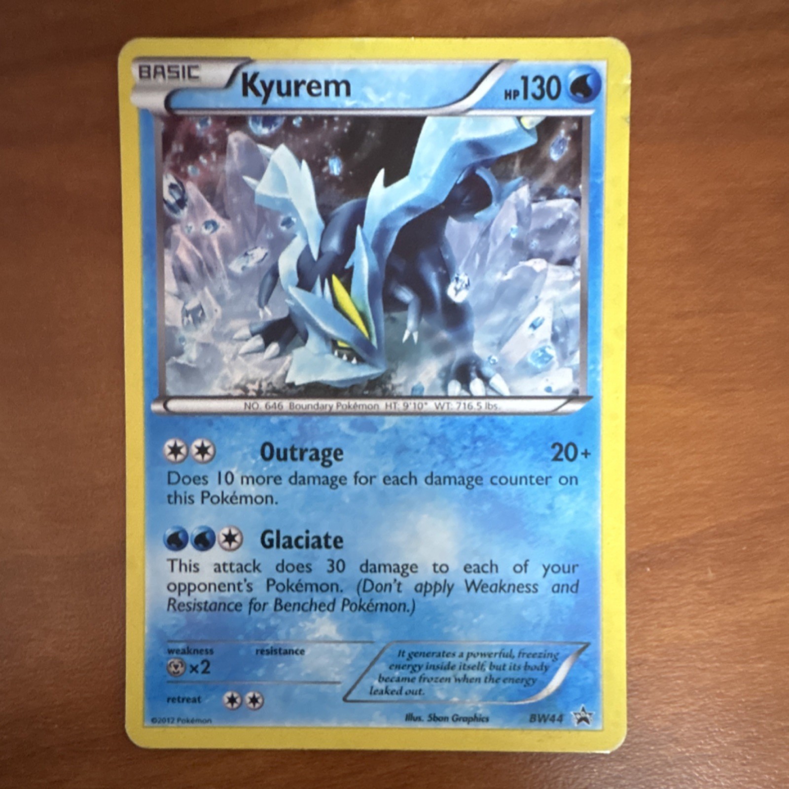 Pokémon Kyurem Promo Holo BW44 Black & White Basic Card 130 HP Outrage Glaciate