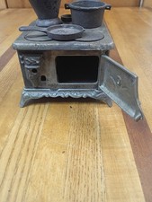 Rare ARK Cast Iron Salesman Sample Miniature Toy Wood Cook Stove Vintage Antique