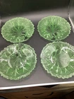 Set of 4 Indiana Glass Pebble Leaf Uranium Depression Plates 8 1/4 Inch