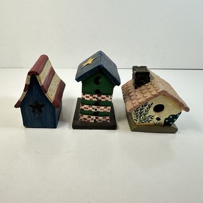 Miniature Fairy Garden Birdhouses Dianna Marcum Dollhouse Whimsical Resin Lot 3