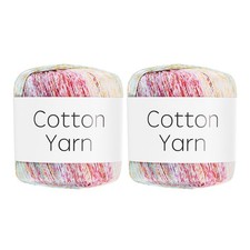 Cotton Yarn,Soft Knitting Yarn 2 Packages of 80g/2.82oz/Orange Multicolored