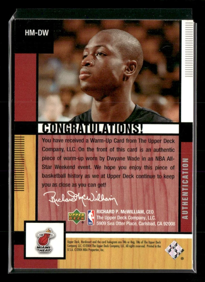2004-05 Upper Deck Hardcourt #HM-DW Dwyane Wade Materials - Image 2 of 2