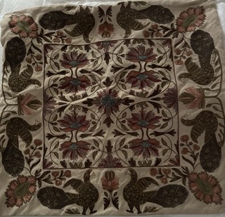 Pottery Barn Embroidered Peacock design Cover 18"x 18" Pillow not included