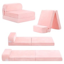 Folding Sofa Bed for Kids, Toddler Fold Out Couch with Removable Cover, Futon...
