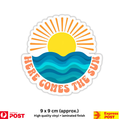 Vinyl sticker decal Here Comes the Sun Beach Waves Scrapbook Car Window