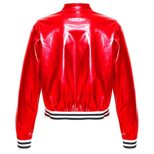 Kids Girls Long Sleeve Outerwear Zipper Closure Striped Edge Bronzing Jacket - Picture 94 of 122