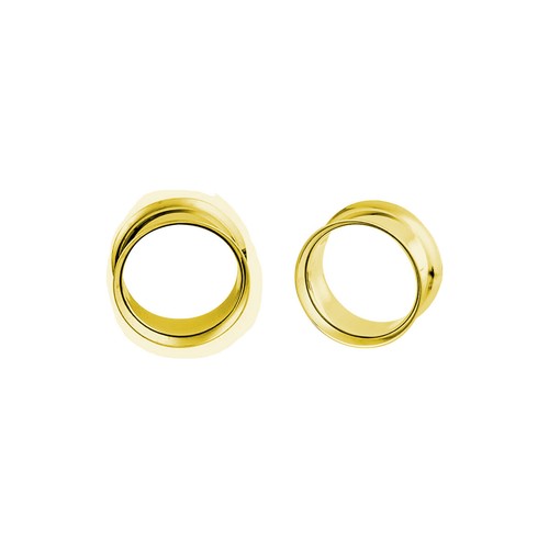 Pair of Surgical Steel PVD Gold Double Flare Ear Tunnels Earlets Gauges Plugs - Picture 91 of 109