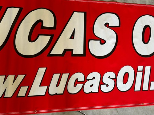 Rare Very Large Lucas Oil 35”x92” Banner Plastic Vintage Red Hard To Find! - Picture 4 of 5