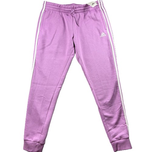 Adidas Women NWT Essentials 3-Stripes Fleece Pants Joggers Purple Lilac XL C182