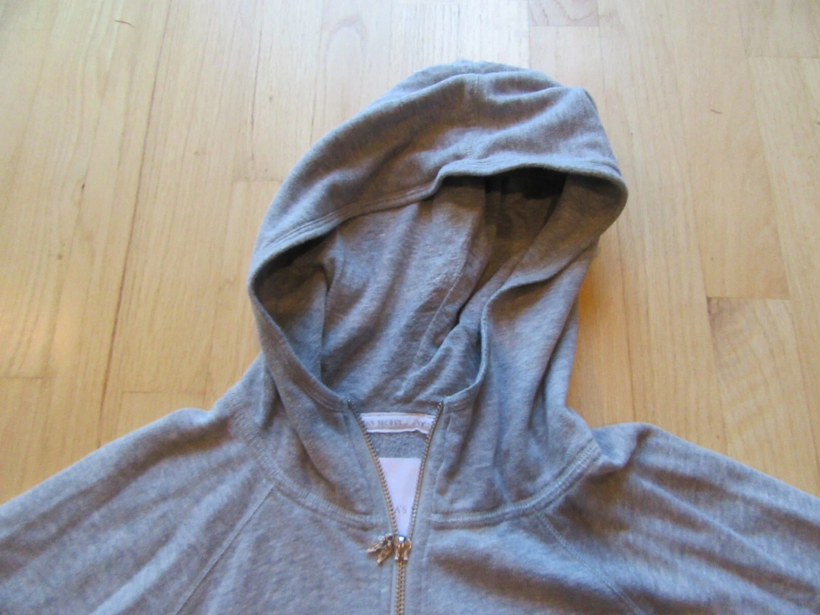 UNDERCOVER 18A RARA FELPA CON CAPPUCCIO VICTORIA'S SECRET GRIGIO LOGO BLING TAGLIA LARGE!