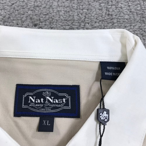 Nat Nast Shirt Mens Extra Large Button Up Harper Beige White Hawaiian CAMP - Picture 4 of 10