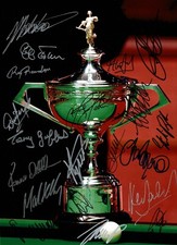 21 World Snooker Champions Signed in Person Crucible Trophy Photo + Dealer COA