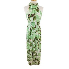 Vintage Lord & Taylor Women's Maxi Dress Green Floral Mod Hippie