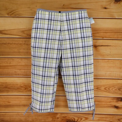Junction West Capri Pants Womens Size 14 Multicolor Plaid High Rise Pockets NEW