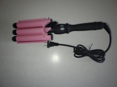Alure Three Barrel Curling Iron Wand with LCD Temperature Display 