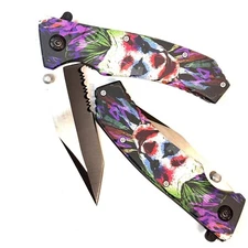 9"  Punisher Stainless Steel Pocket Knife Multiple Use Functions