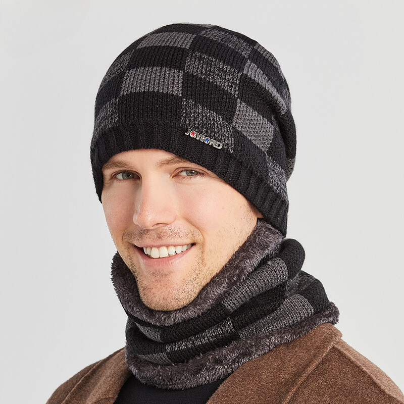 Winter Beanie Hat & Scarf Set – Thick Fleece Lined, Windproof, Slouchy Knit Skull Cap & Neck Warmer, Light Pink - View #2