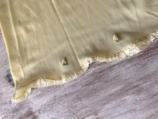 Vtg Yellow Nylon Rosebud Applique Lace Scallop Hem Nightgown Cottagecore - Sz M