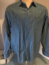 Robert Graham X Collection Mens Large Blue Striped Button Long Sleeve Shirt