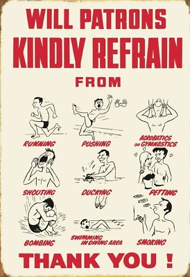 SCHWIMMBADREGELN - Das klassische Retro A4 Schild Poster Plakette Wand. Geschenk. 
