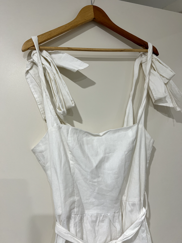 NWT Daisy Says Linen Blend Pippa Mini Dress White Size Large - Picture 2 of 14