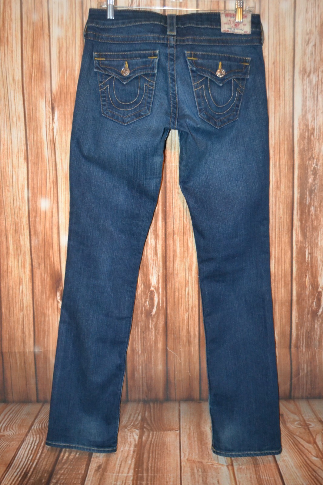 True Religion Women's Wendy Straight Pocket Flaps Dark Blue Jeans Sz 29x34 thumbnail 6