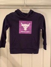 NWT Under Armour Project Rock Boys Fleece Hoodie Pullover Sweatshirt Youth XS